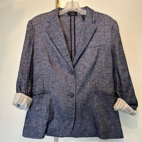 Theory -Linworth B Tierra Wash Jacket, Deep Denim medium 10 - Picture 5 of 15